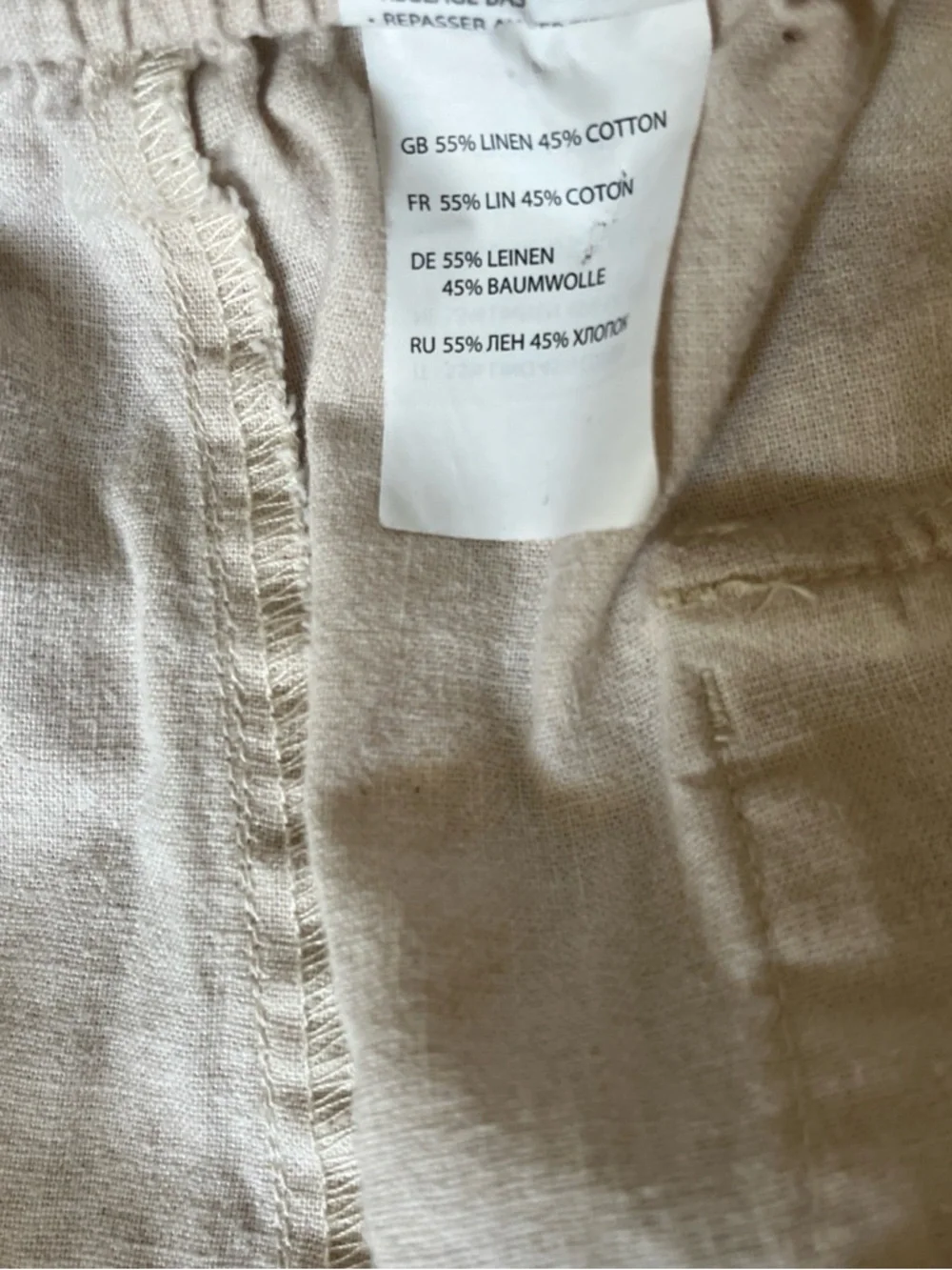 Oak Hill Men’s 1X Khaki Drawstring Linen Cotton Pants Pockets 32” Length